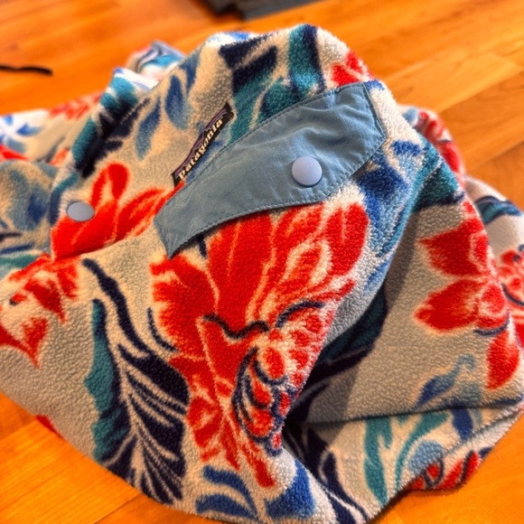 Patagonia Synchilla Snap Pullover fleece sweater bold floral printed red L manoa - Picture 9 of 9